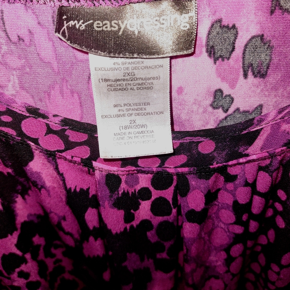 Plus Size Magenta & Black Exotic Print Blouse - Picture 8 of 11